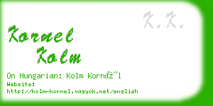 kornel kolm business card